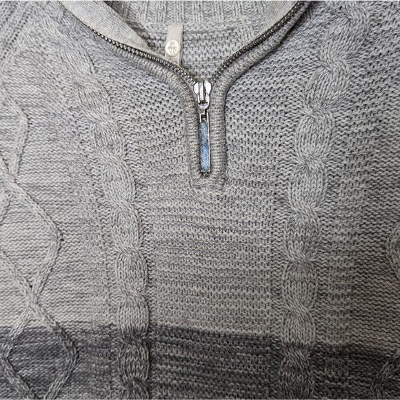 Leo & Nicole intarsia sweater multi knit quarter zip gray black stripe Medium - Picture 5 of 8